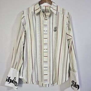 Shady Limited Slim Shady Eminem Striped Button Down Long Sleve Dress Shirt Md